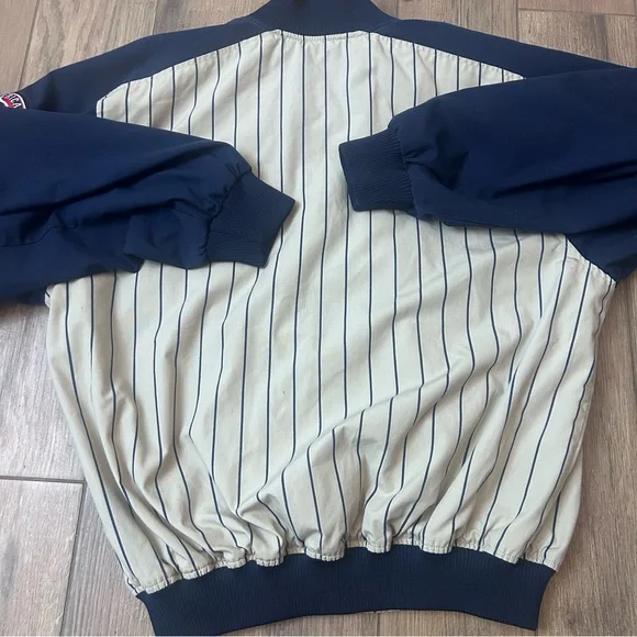 Chicago Cubs Majestic Cooperstown Collection Pinstripe Jacket Mens Size Large - Picture 10 of 16